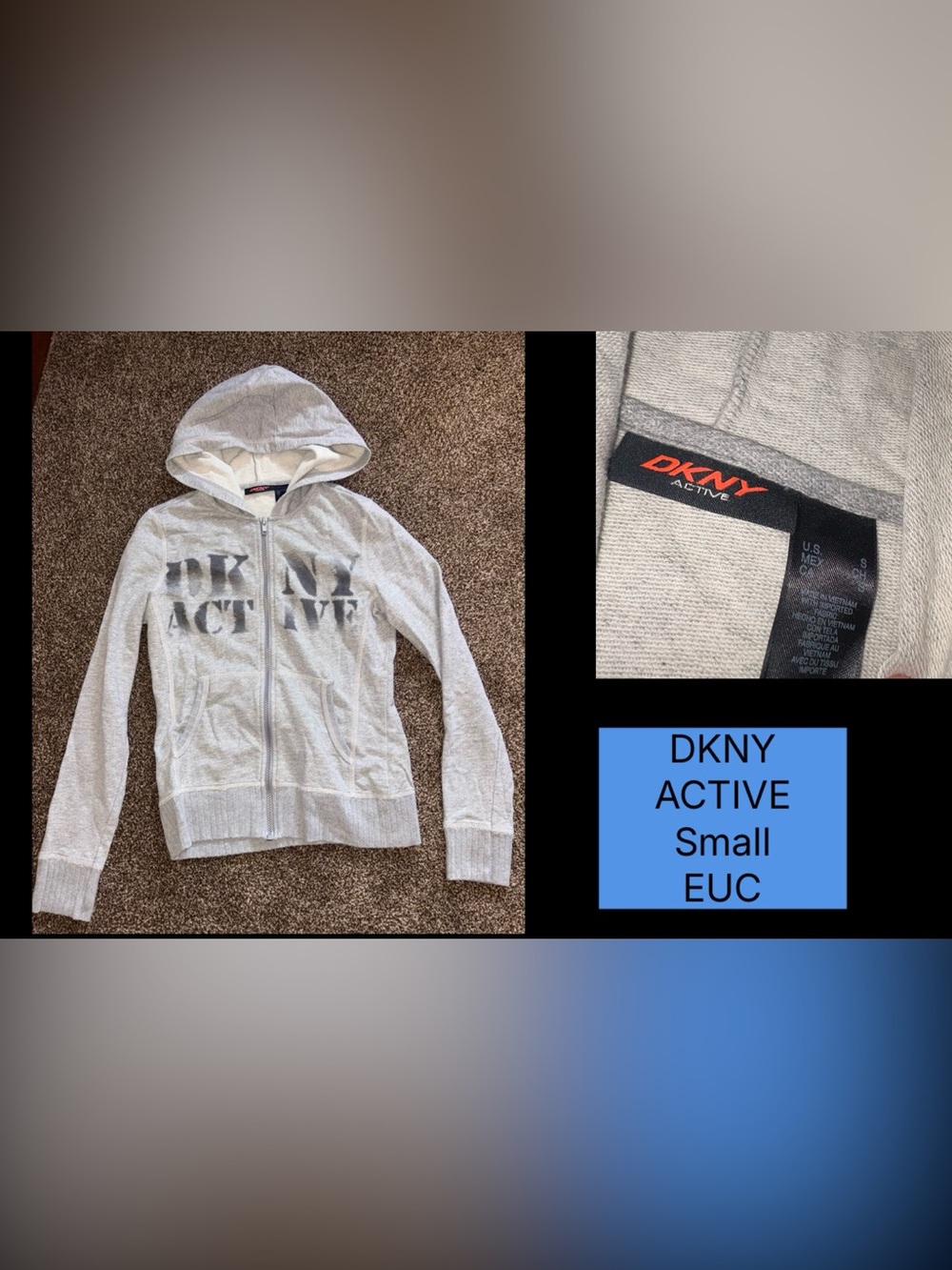 DKNY Active women’s zip up hoodie size small